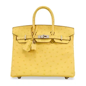 A Jaune Citron Boreal Satine Ostrich Birkin 25 With Palladium Hardware