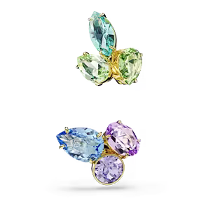 Gema-ear cuffs, Asymmetrisch design, Verschillende slijpvormen, Meerkleurig, Goudkleurige toplaag