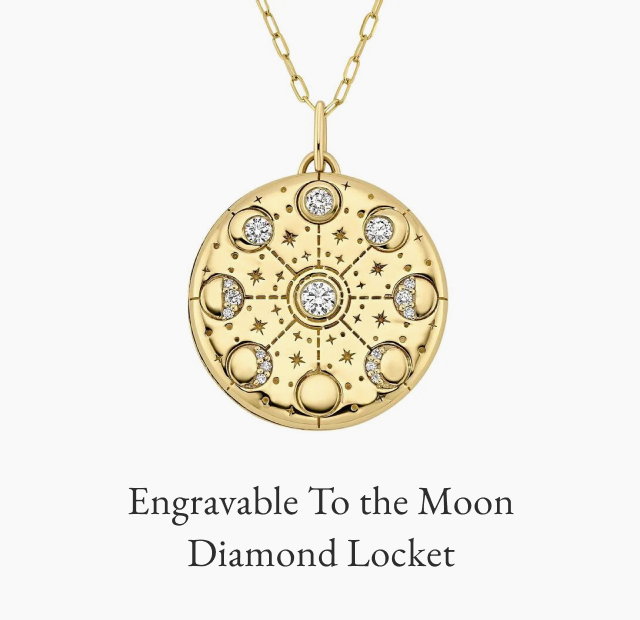 Engravable To the Moon Diamond Locket