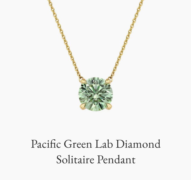 Pacific Green Lab Diamond Solitaire Pendant