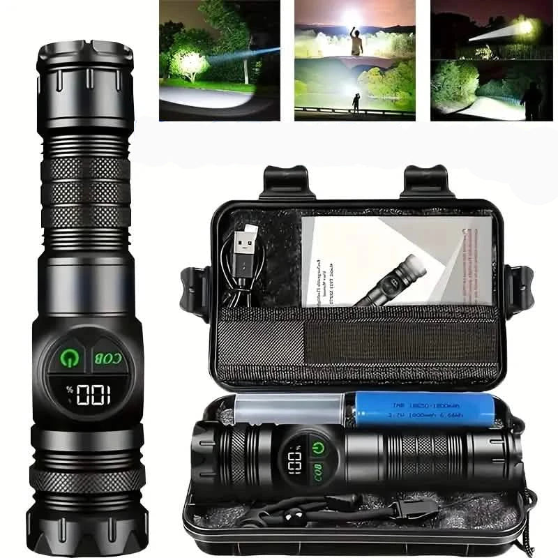 Image of Rechargeable LED Flashlight with 5 Modes & Magnetic Base – Gift Box