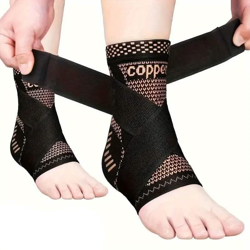 Image of 2-Pieces: Copper Adjustable Compression Ankle Guards