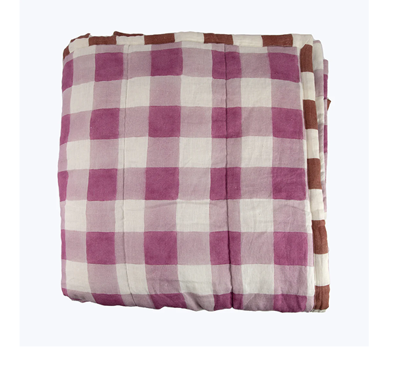 abcDNA Blossom Plaid Linen Quilt