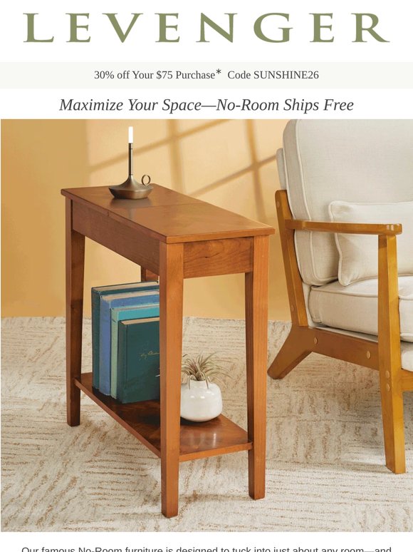 30% off No-Room. Make Space Beautifully.