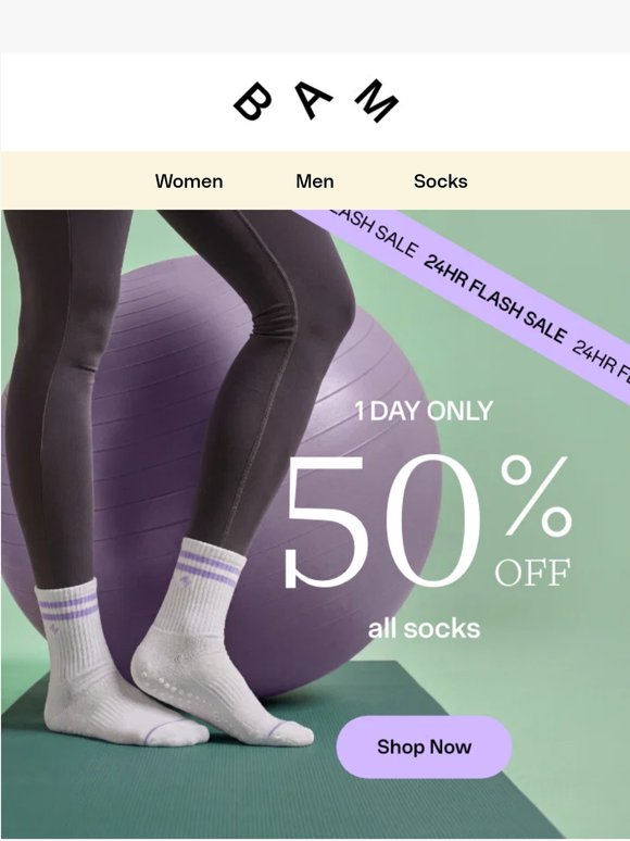 Final call: 50% off all socks + free delivery