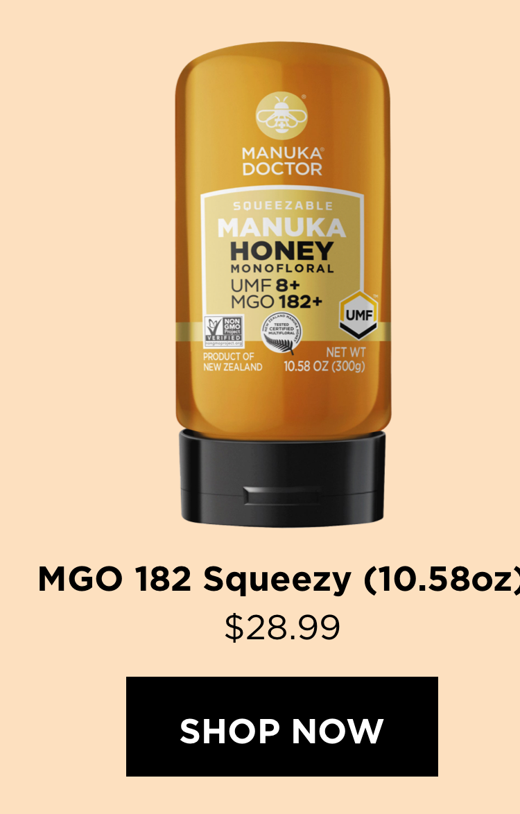 182 MGO/ UMF 8+ Squeezable Manuka Honey 10.58 oz