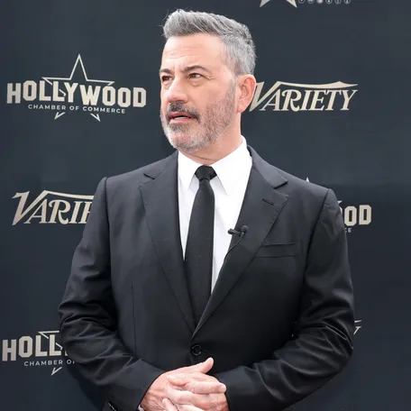 Jimmy Kimmel poses before the unveiling ceremony of Adam Carolla's star on the Hollywood Walk of Fame in Los Angeles on May 27, 2026.