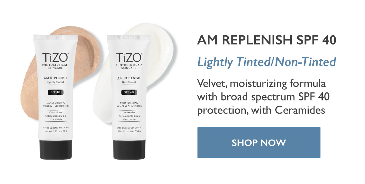 AM Replenish SPF 40 Lightly Tinted Non Tinted Velvet, moisturizing formula with broad spectrum SPF 40 protection