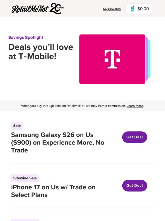 📱 T-Mobile: Samsung Galaxy S26 On Us + $100 Cash Back & More!