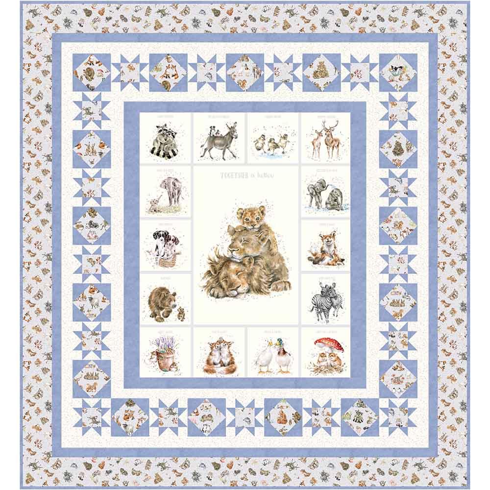 Image of Enchanted Squares - Lions - Bound To Be Quilting - Together Is Better by Wrendale Designs - Maywood Studio - Panel Quilt Kit