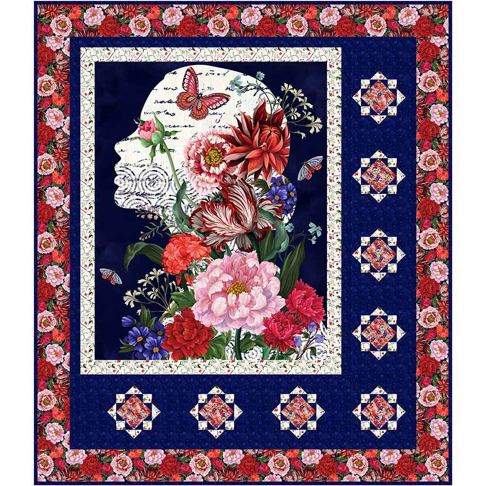 Image of Carnation Charm - Bound To Be Quilting - Cameo Appearance by Satin Moon Designs - Blank Quilting - Panel Quilt Kit