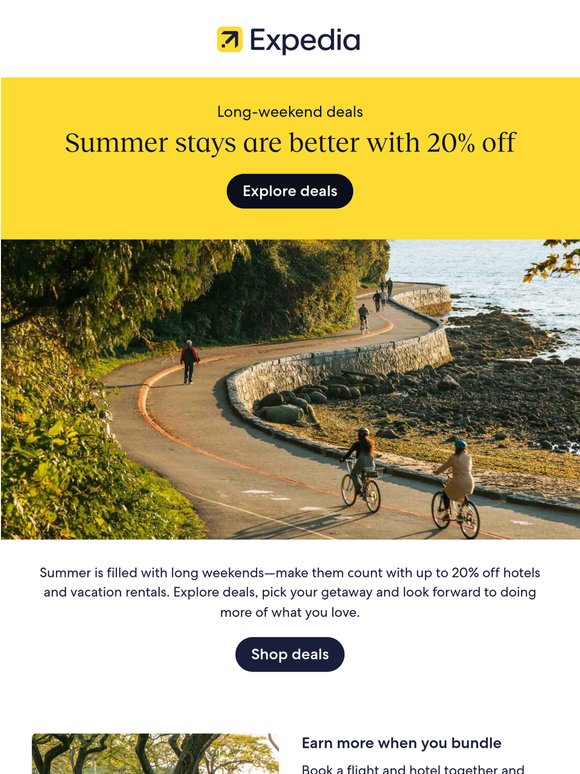 Save up to 20% on long-weekend stays
