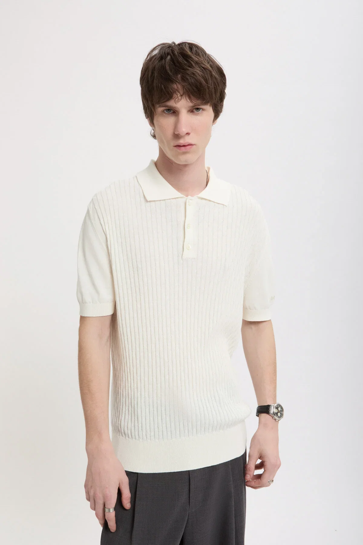 Image of Pattern Stitch SS Polo