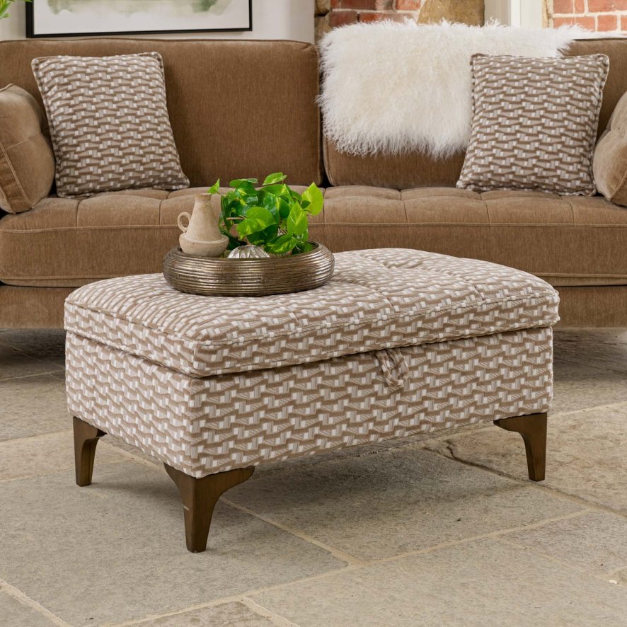 Image of Hartpury Storage Ottoman in Taupe Maze