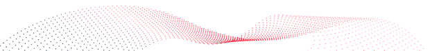 Abstract wave pattern formed by red and pink dots against a black background.