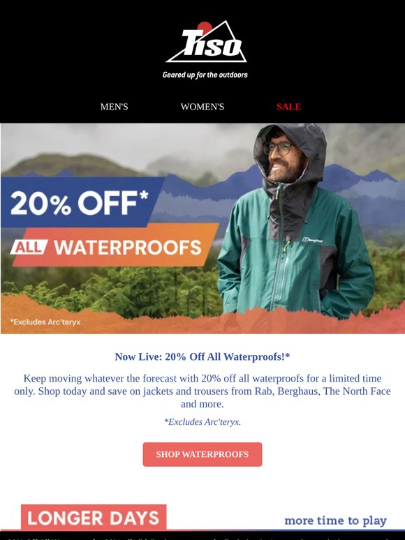 Rainy Days Ahead: 20% Off All Waterproofs