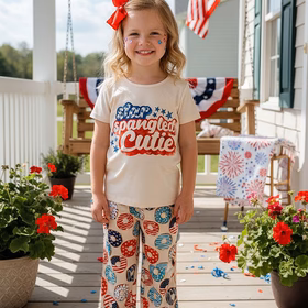"STAR SPABGLED CUTIE" patriotic donut 2pc girls set XCH0666-9H