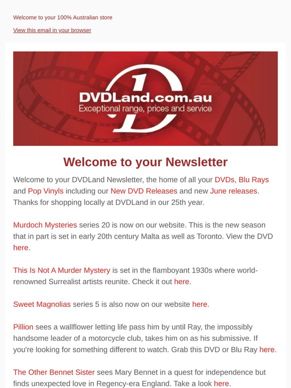DVDLand Newsletter - Murdoch Mysteries 20, Other Bennet Sister, Pillion, Jean Valjean, Campion 🤯