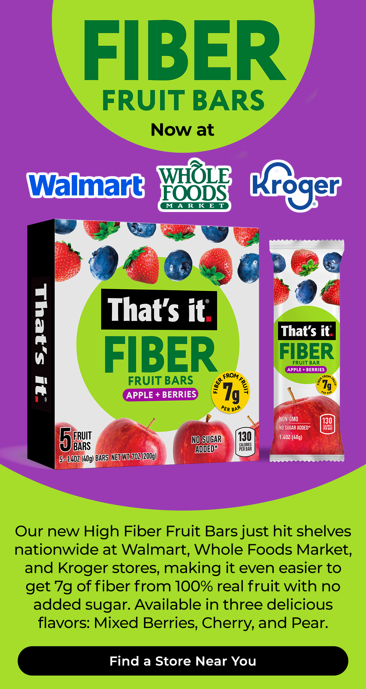 NEW Fiber Fruit Bars Now at Walmart, Whole Foods and Kroger