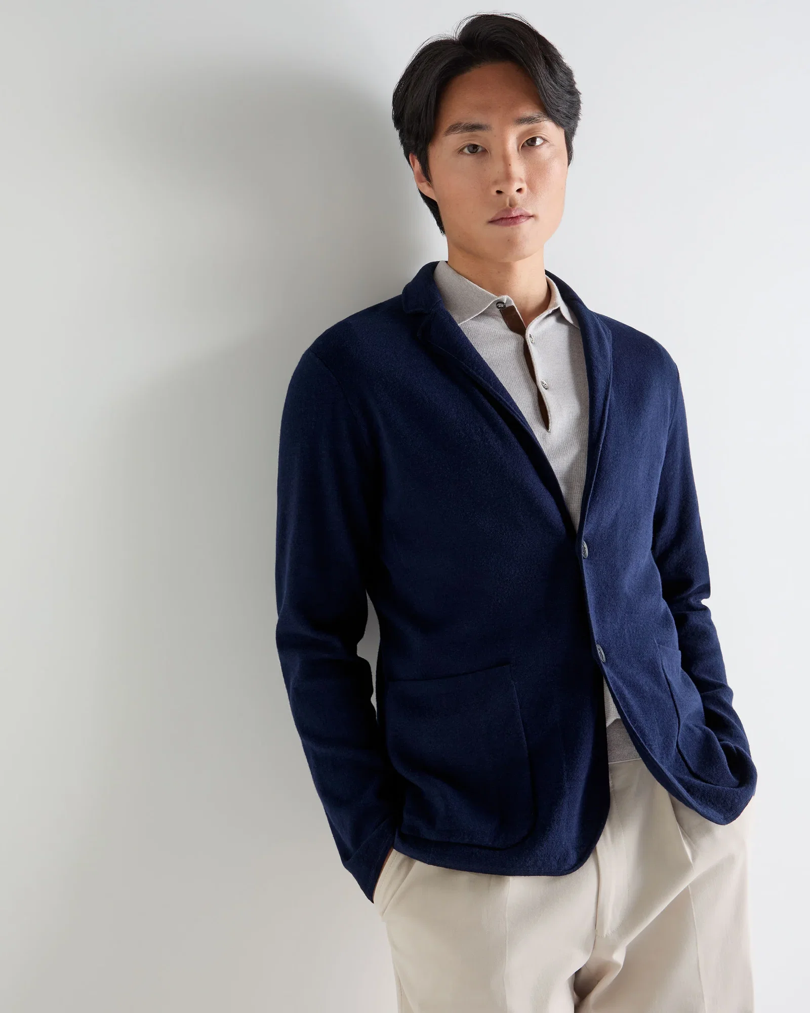 Image of Men's Cotton Linen Blend Blazer Deep French Blue