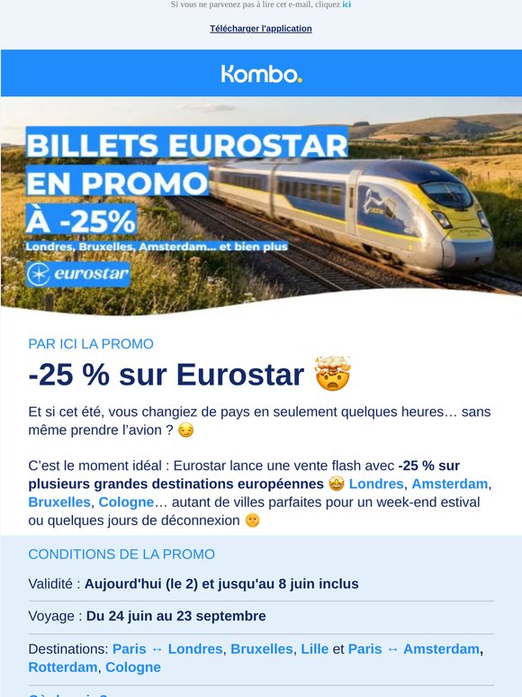 🎉 -25% sur Eurostar et des promos TGV Inoui...