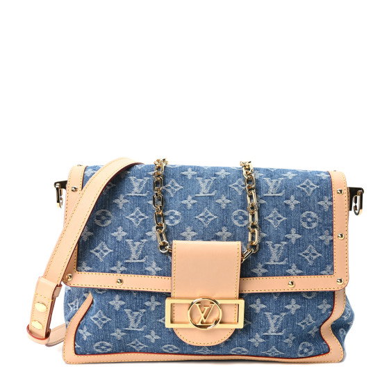 LOUIS VUITTON Denim Monogram Dauphine Soft GM Blue