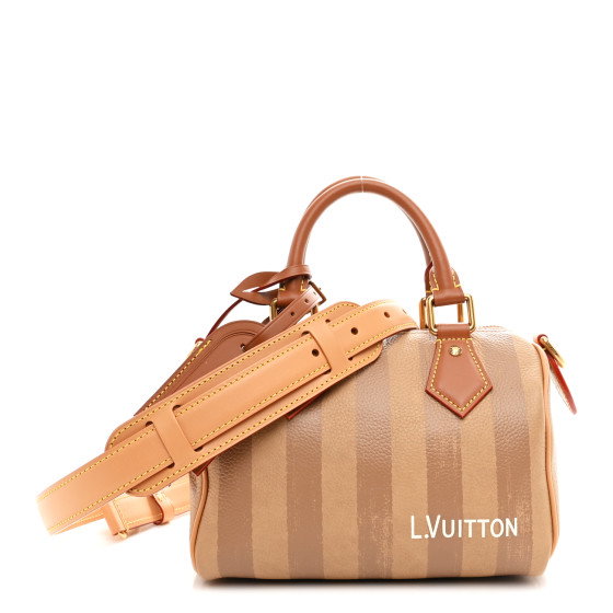 LOUIS VUITTON Calfskin Washed Stripes Speedy P9 Bandouliere 20 Camel