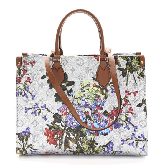LOUIS VUITTON Metallic Monogram LV Garden OnTheGo MM Silver