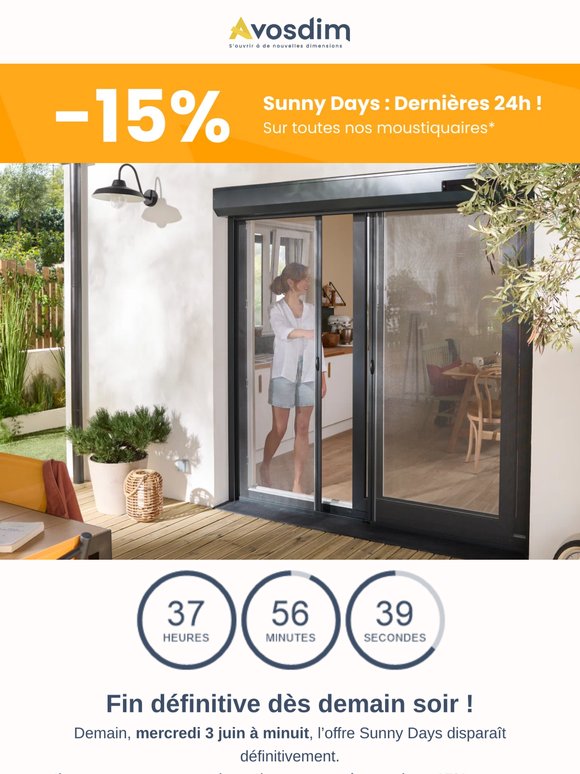 Sunny Days : -15% sur toutes nos moustiquaires 🌞