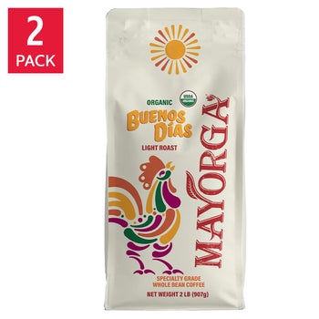 Mayorga Buenos Días, USDA Organic, Light Roast, Whole Bean Coffee, 2 lbs, 2-Pack