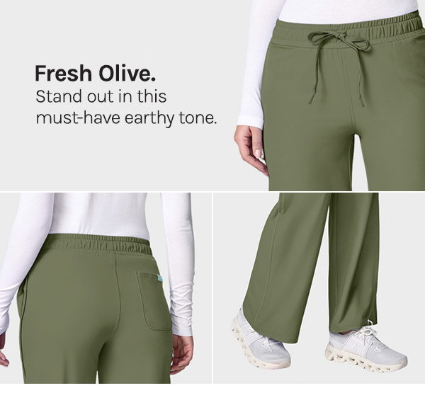 Fresh Olive Wide Leg Scrub Trousers