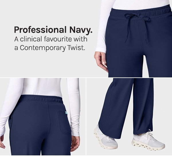 Professional Navy - Wide Leg Scrub Trousers