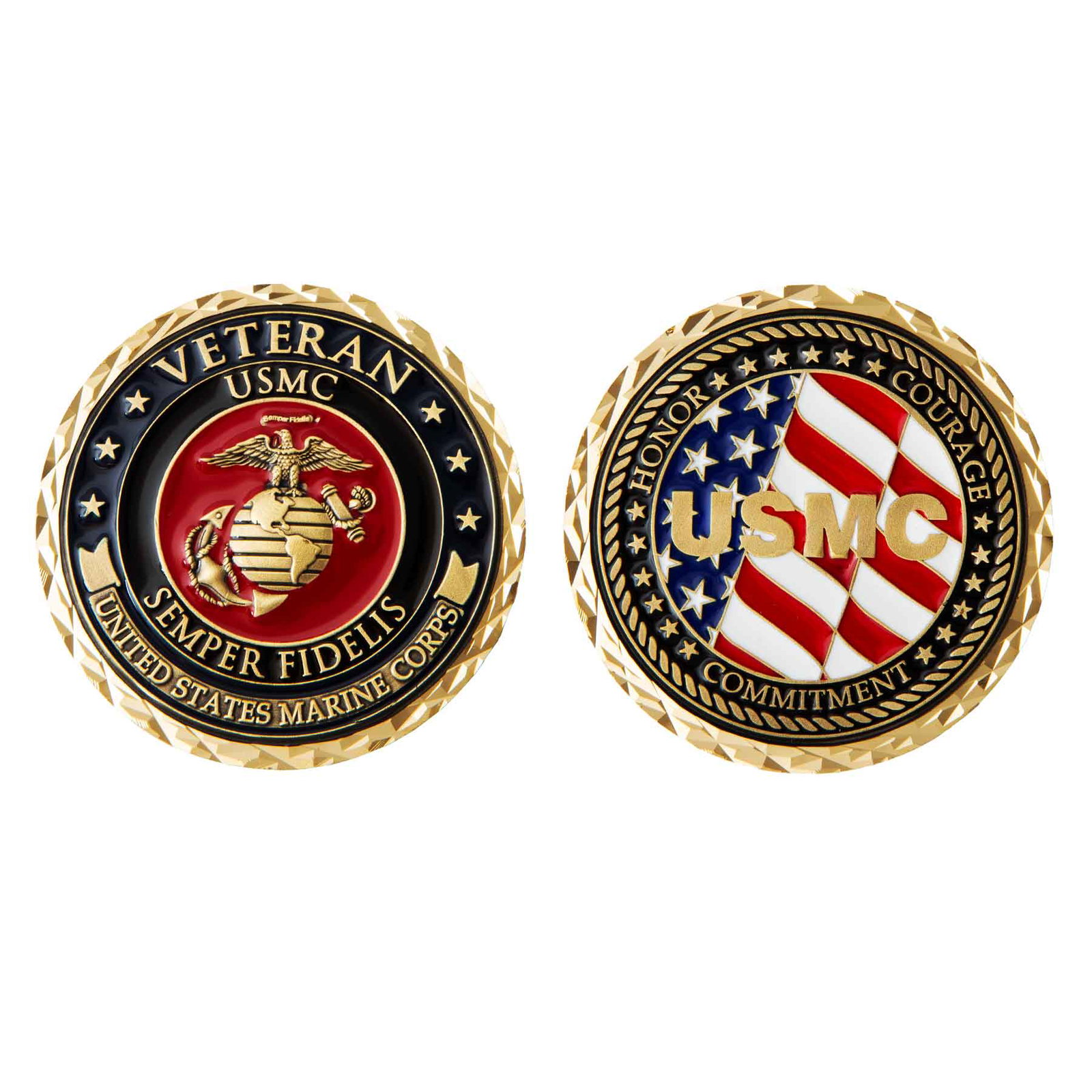 Image of USMC Veteran USA Flag Challenge Coin
