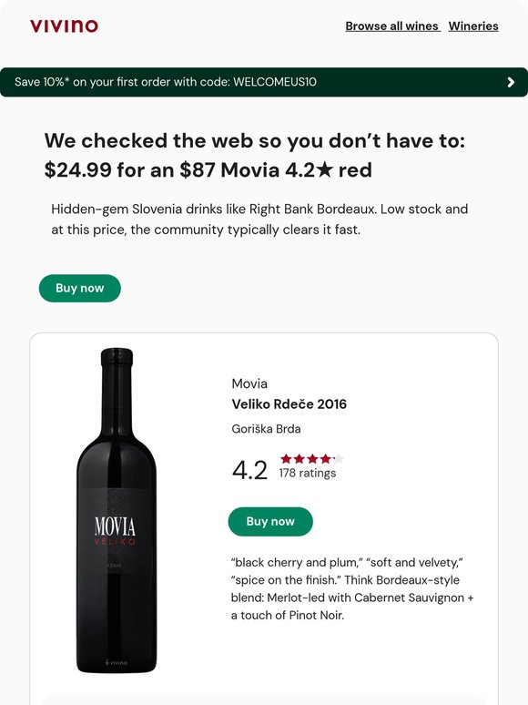 $87 red for $24.99: a 4.2★ Slovenian red gem
