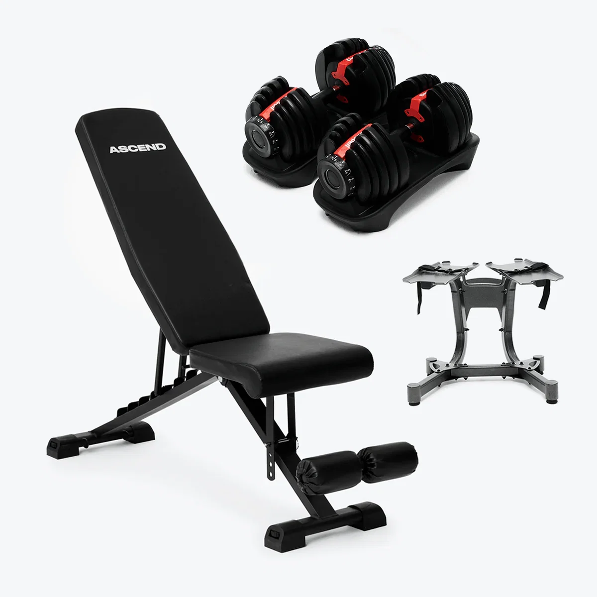 Image of Bundle: Set of Dumbbells (5 - 52.5 lb) & Bench