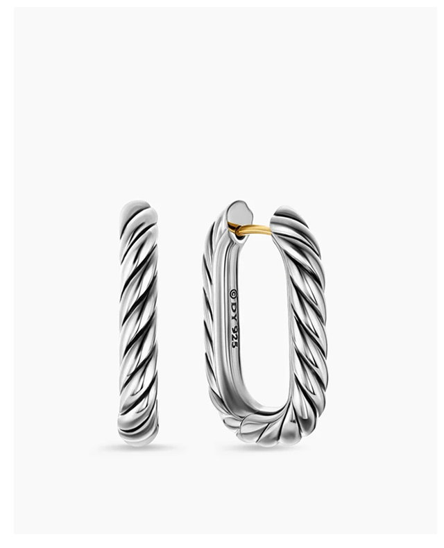 DY Madison® Cable Hoop Earrings Sterling Silver, 24.3mm