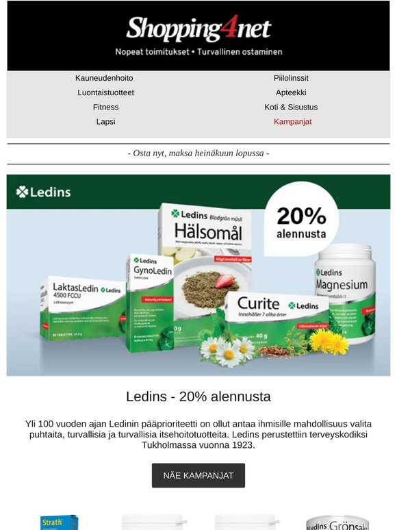 20% alennus Ledins-tuotteista - Suositut vitamiinit, mineraalit ym.