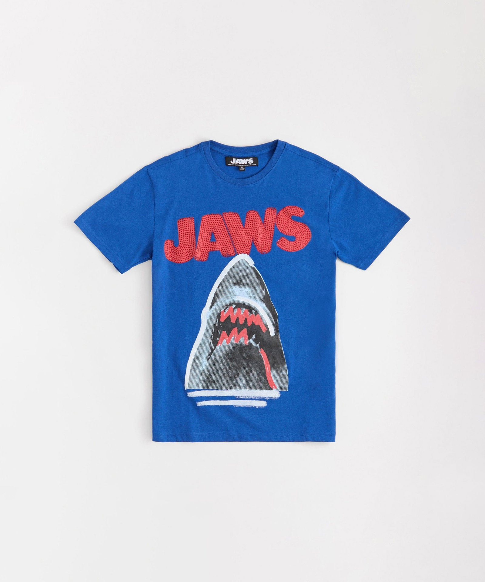 Jaws Rhinestone Short Sleeve Tee - Blue - BLUE / S