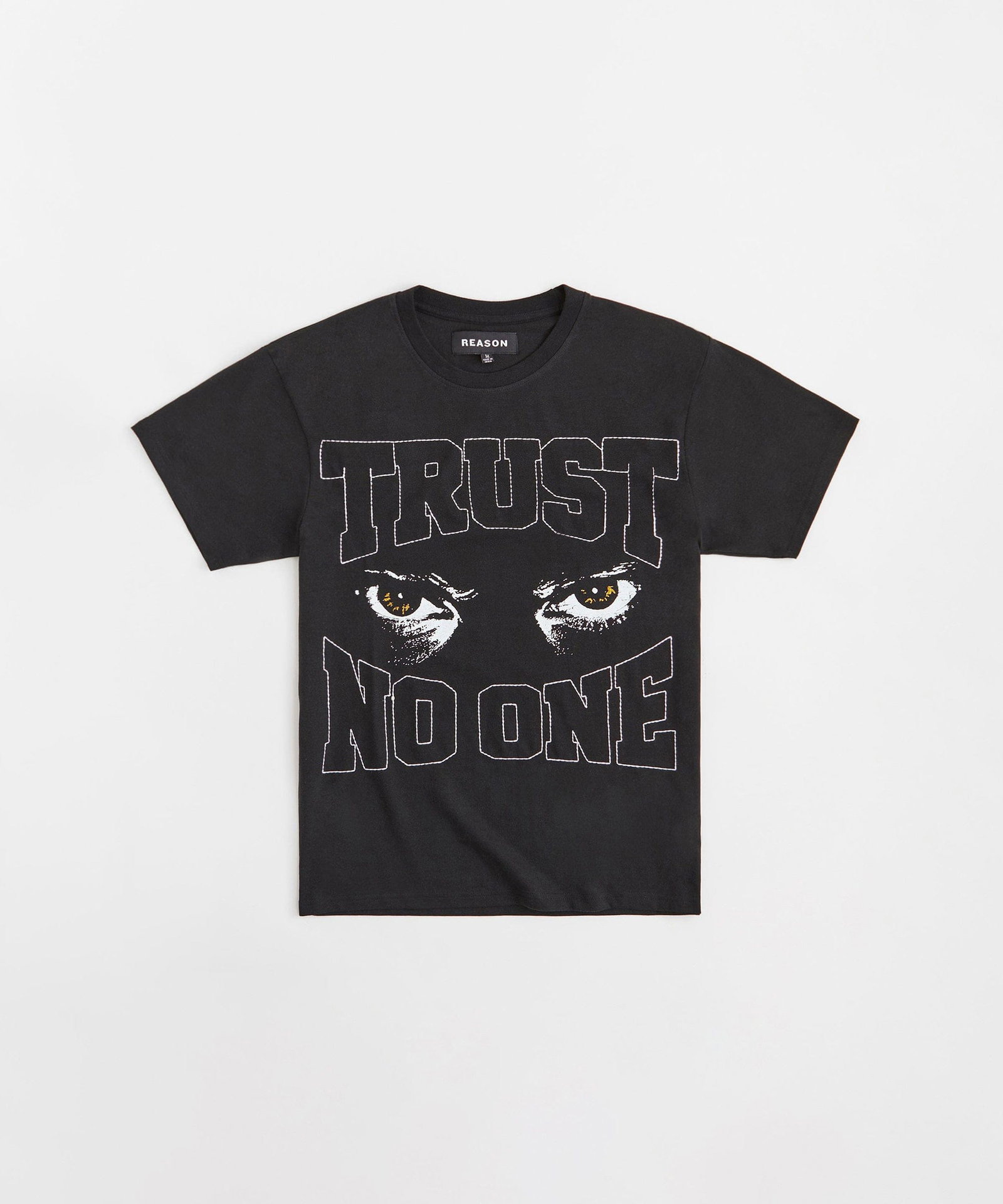 Trust No One Patched Short Sleeve Tee - Black - BLACK / S