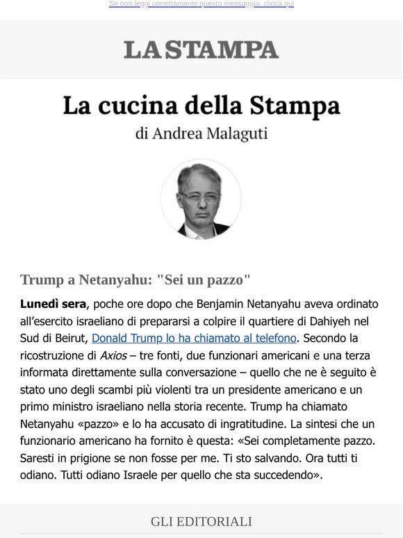 Trump a Netanyahu: "Sei un pazzo"