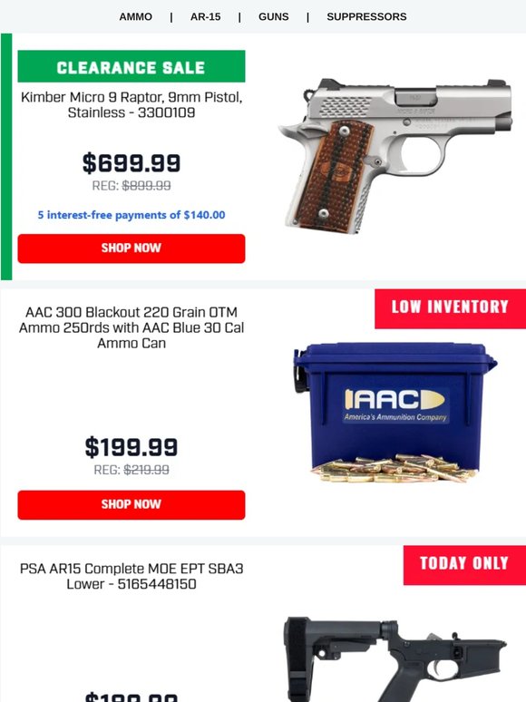 Clearance Kimber Micro9 Raptors For $699.99 For A Limited Time!
