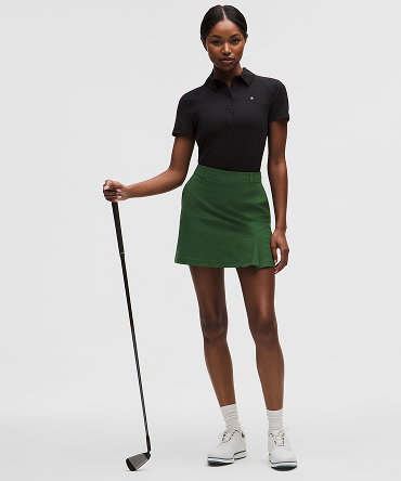 Stretch Twill Front Pleat Golf Skirt Embroidered Logo