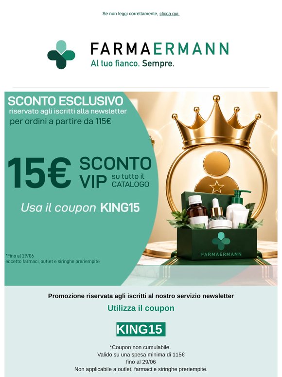 Sei Cliente VIP! SCONTO 15€ dai 115€🤴🏻👸🏻