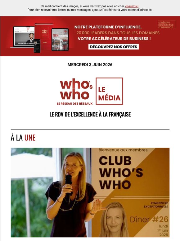 Aujourd'hui dans WHO'S WHO : Audrey Duval, Sommet du G7, Claire Chauffour-Rouillard ...