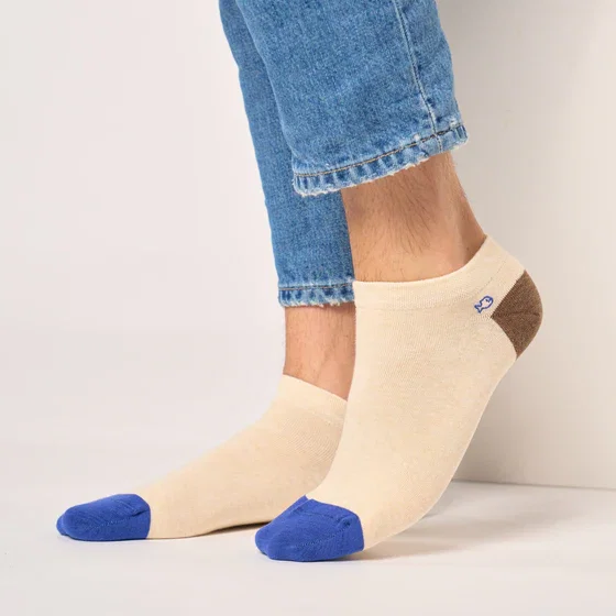 Socquettes en coton peigné unies - Beige chiné