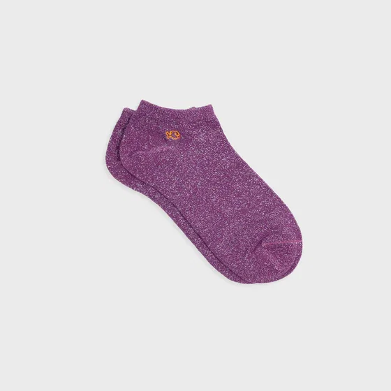 Socquettes pailletées en coton peigné unies - Violet