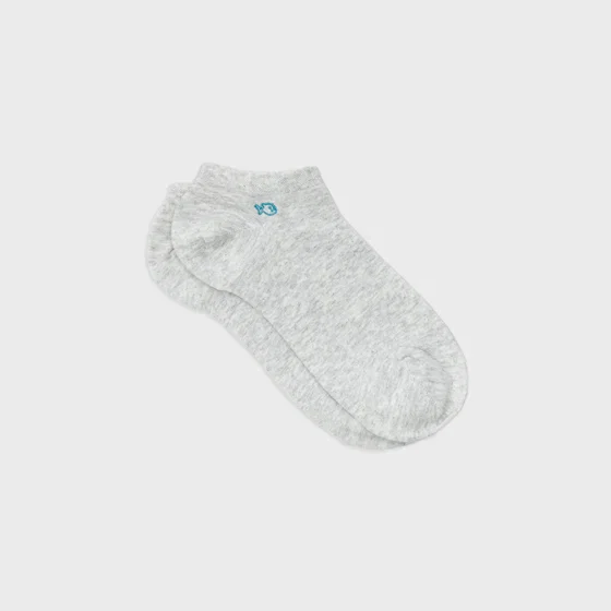 Socquettes en coton peigné unies - Gris clair chiné