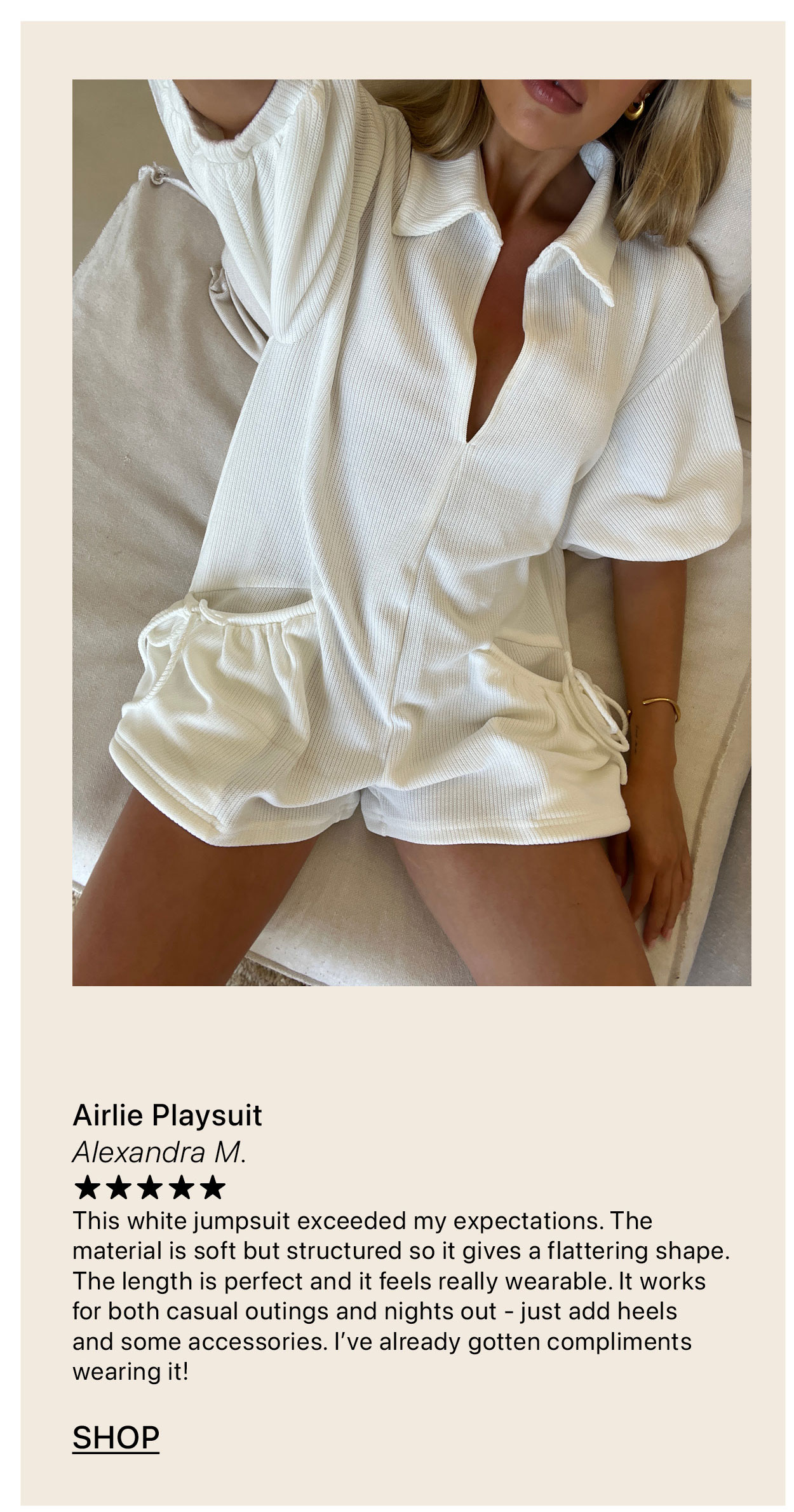 The Arlie Playsuit is restocking soon.