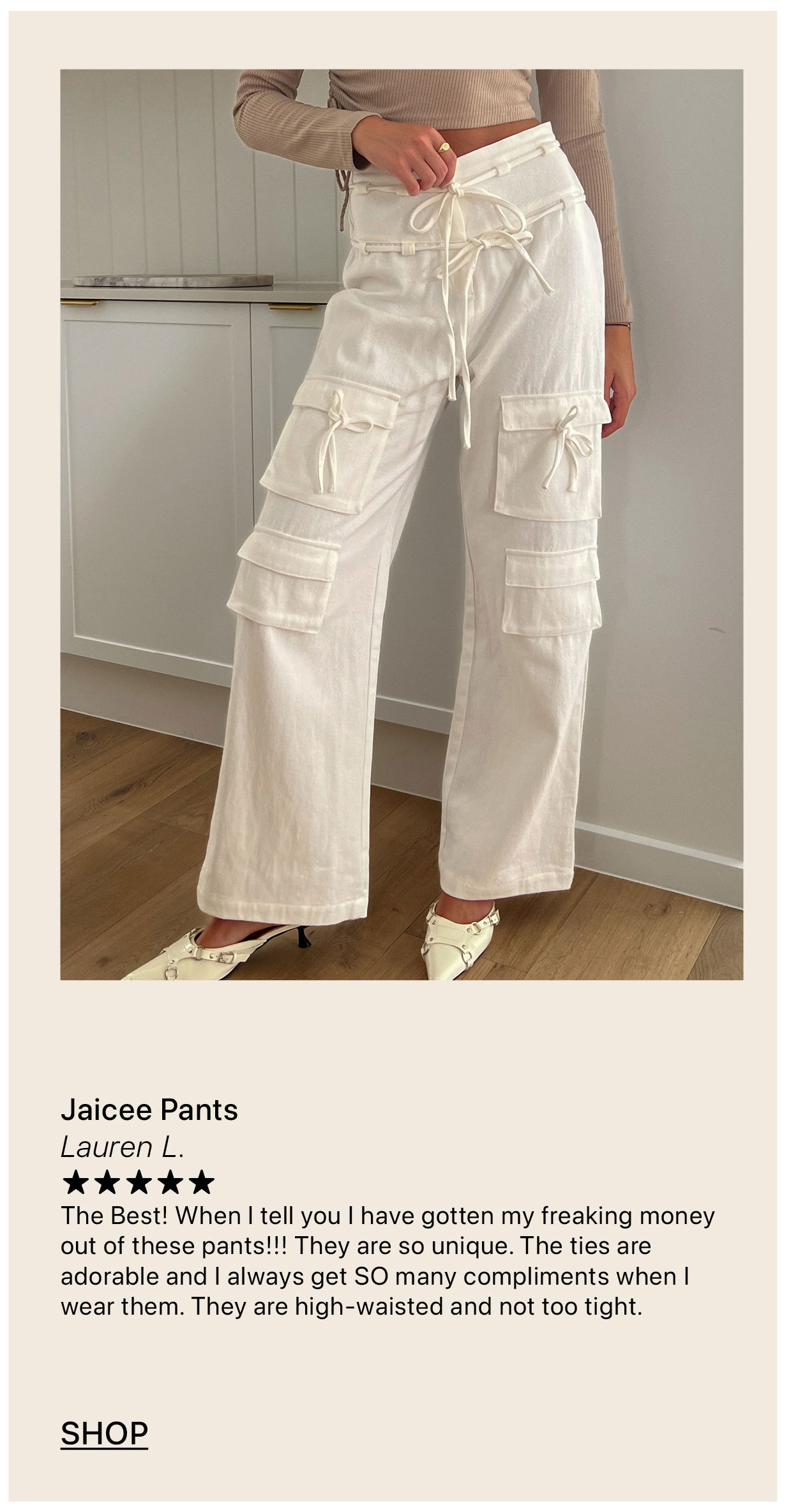 The Jaicee Pants are restocking soon.