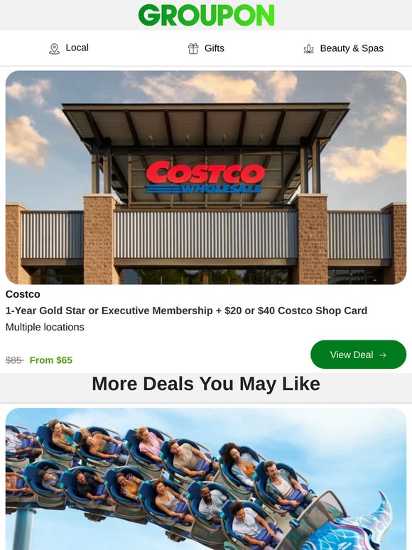 Costco Membership + $45 Shop Card from $65
